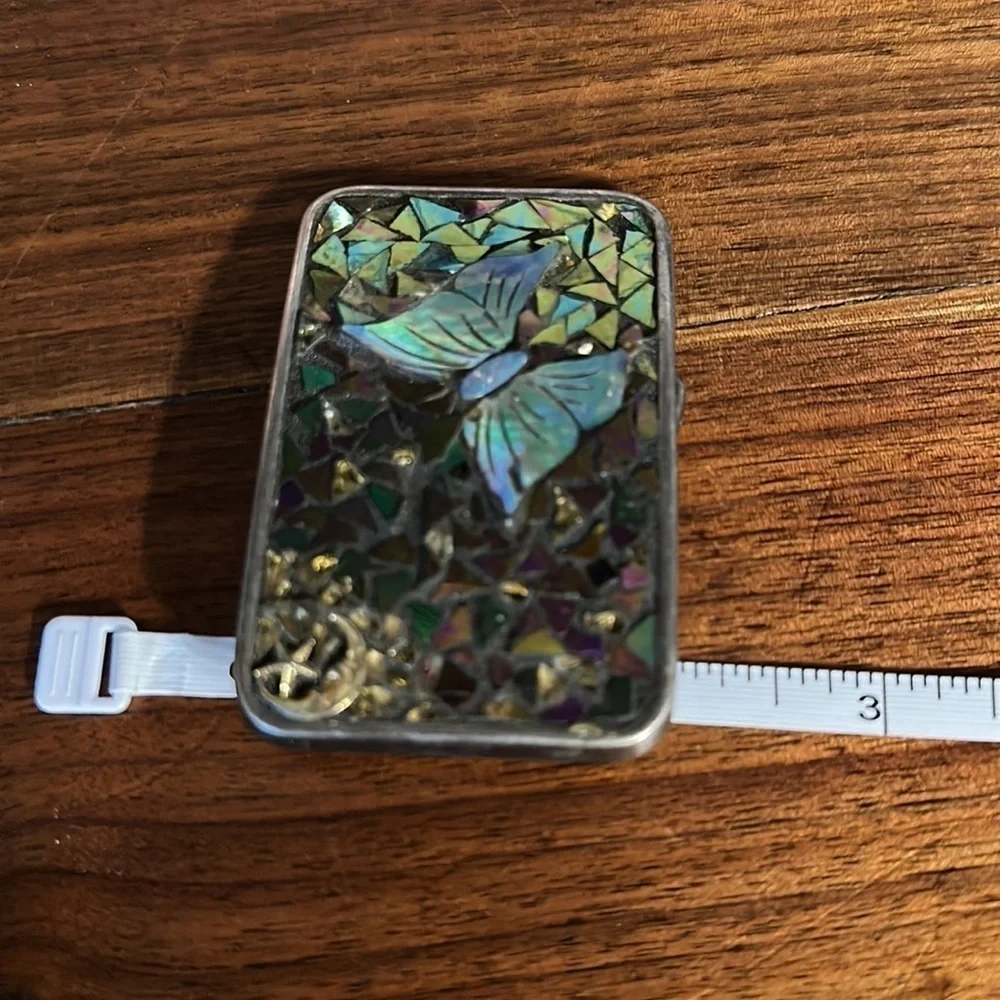 Paul Pearman signed and numbered belt buckle. Abalone and opal   Butterfly moon